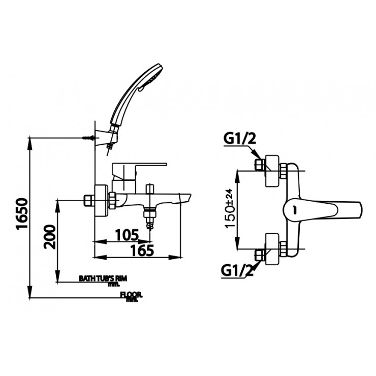 Bản vẽ kỹ thuật củ sen tắm nóng lạnh CT3001AEZH012 COTTO