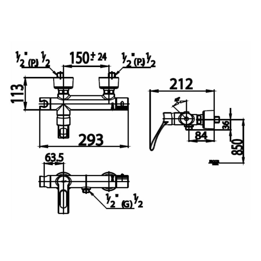 Củ sen tắm COTTO CT301A nhiệt độ gắn tường Enna