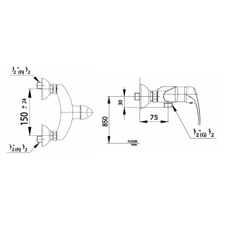 Củ sen tắm COTTO CT367A nóng lạnh Arona