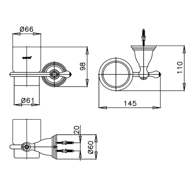 Kệ ly COTTO kèm cốc thủy tinh CT046(HM)