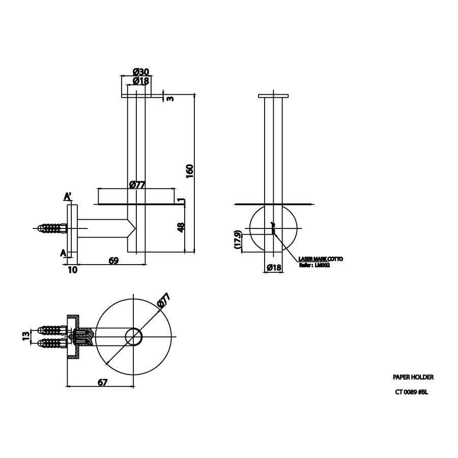 Lô giấy vệ sinh COTTO CT0089#BL đứng PJ