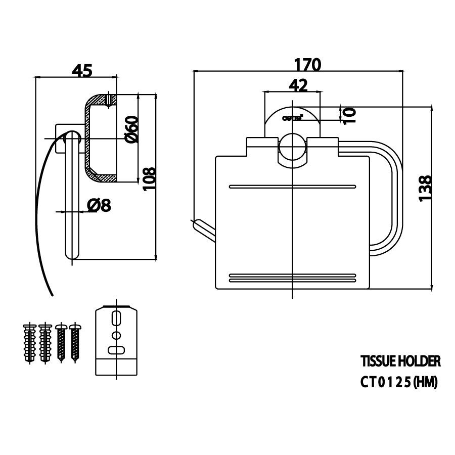 Lô giấy vệ sinh COTTO CT0125(HM) nắp đậy Como