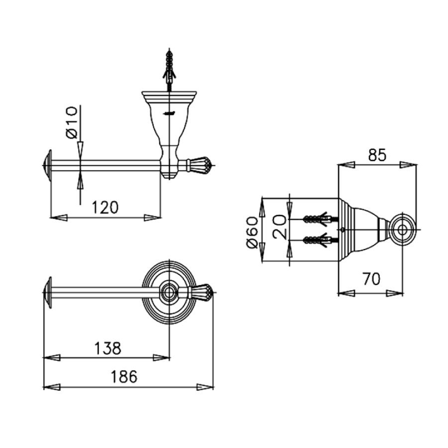 Lô giấy vệ sinh COTTO CT044ST(HM) Classic Crystal