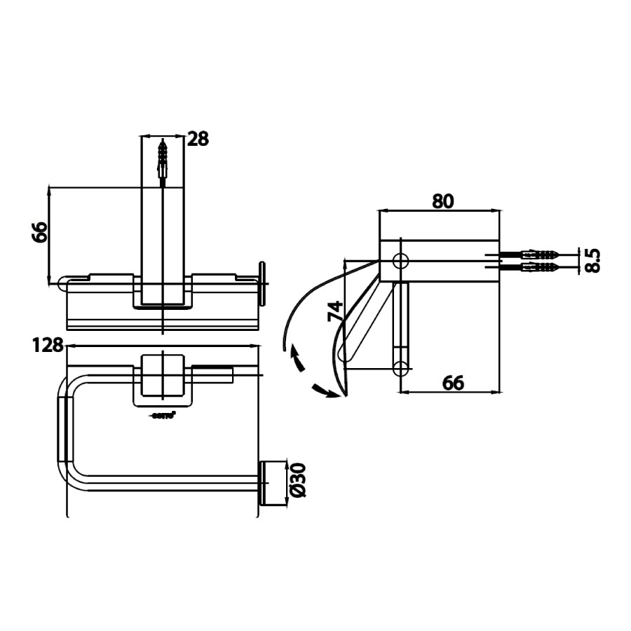Lô giấy vệ sinh COTTO CT889(HM) có nắp đậy Arch