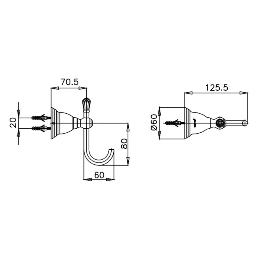 Móc áo đơn COTTO CT040ST(HM) Classic Crystal
