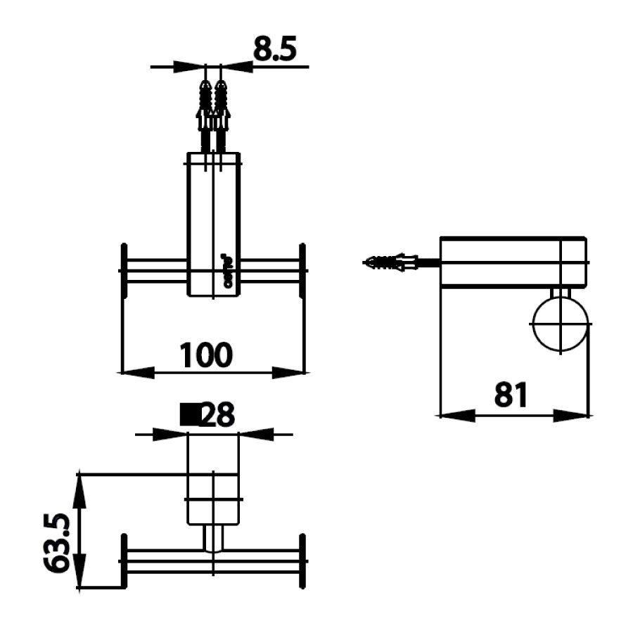 Móc áo COTTO CT880(HM) đơn Square