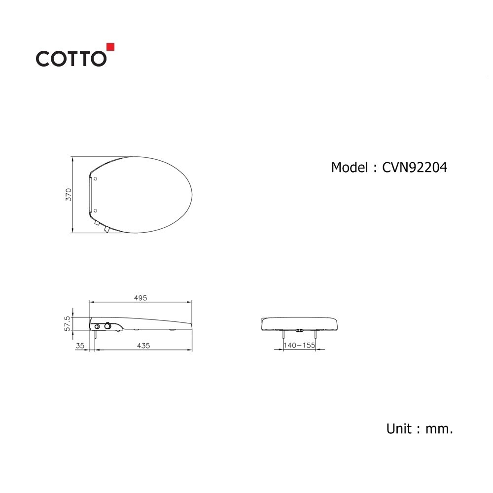 Nắp rửa cơ COTTO CVN92204