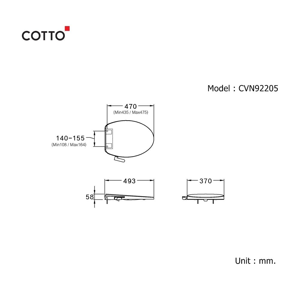 Nắp rửa cơ COTTO CVN92205