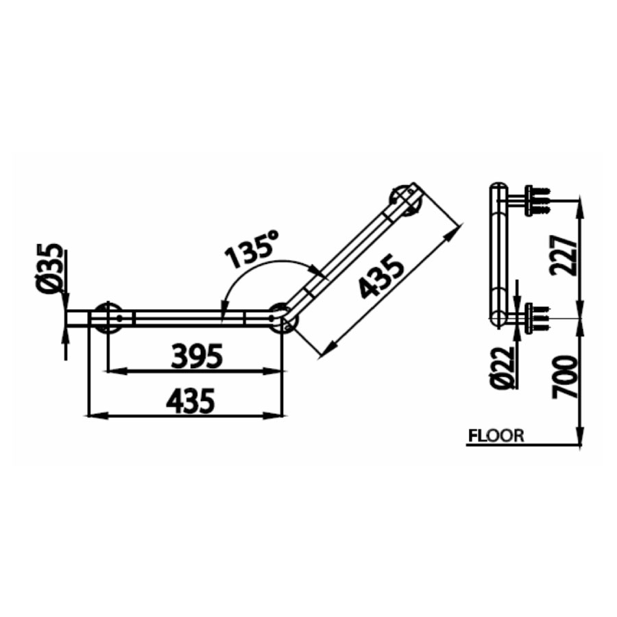 Thanh tay vịn COTTO CT0163 Natura hình chữ V