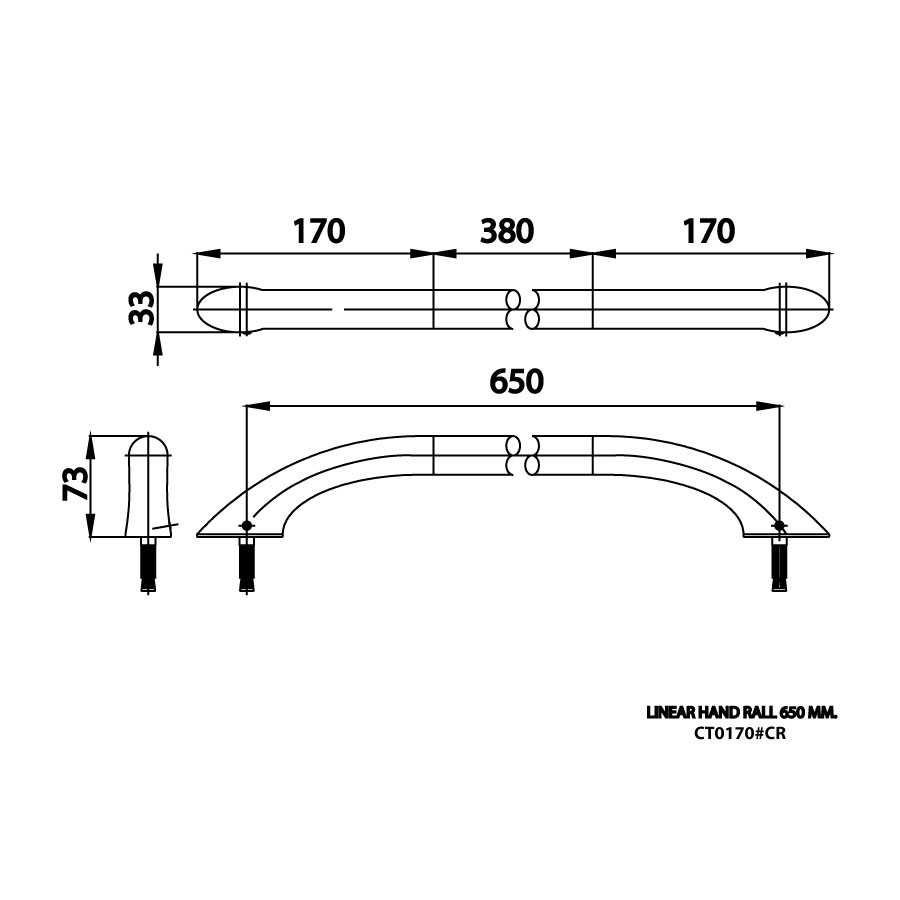 Thanh tay vịn thẳng COTTO CT0170#CR Style