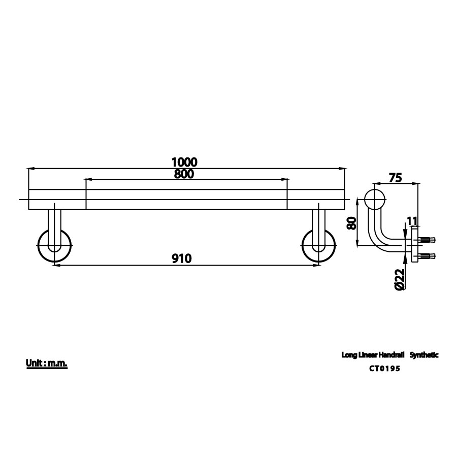 Thanh tay vịn thẳng COTTO CT0195 Reminiscence
