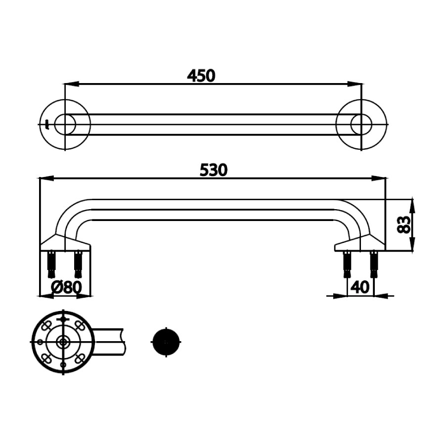 Thanh tay vịn thẳng COTTO CT725L45#WH Pressalit