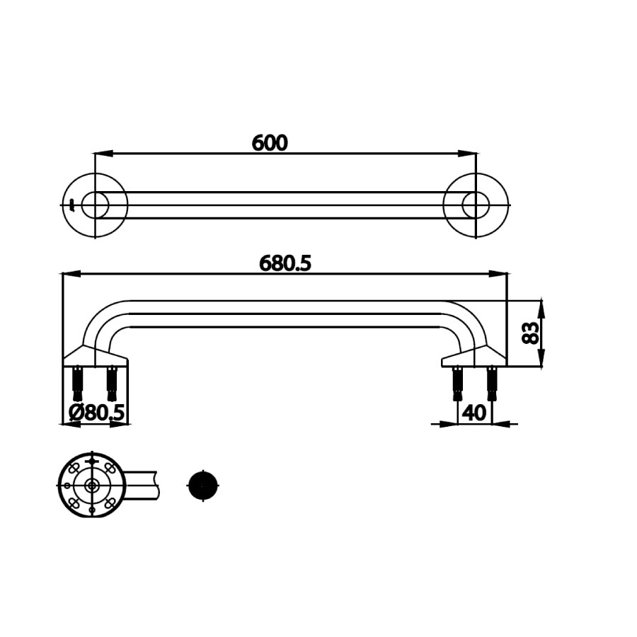 Thanh tay vịn thẳng COTTO CT725L60#WH Pressalit