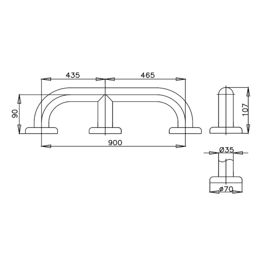 Thanh tay vịn thẳng COTTO CT7501L90(HM) Handrail