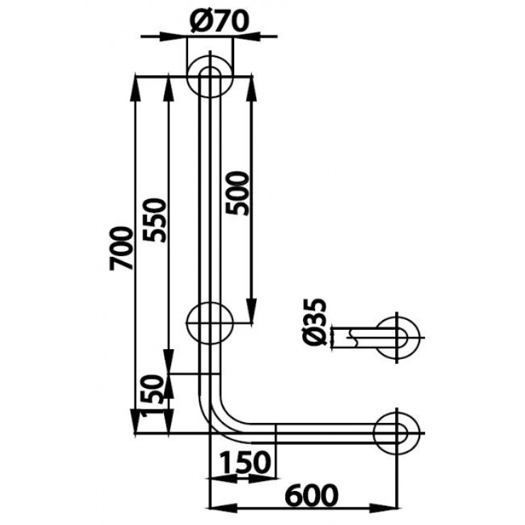 Thanh tay vịn COTTO CT7502L/R(HM) Handrail hình chữ L