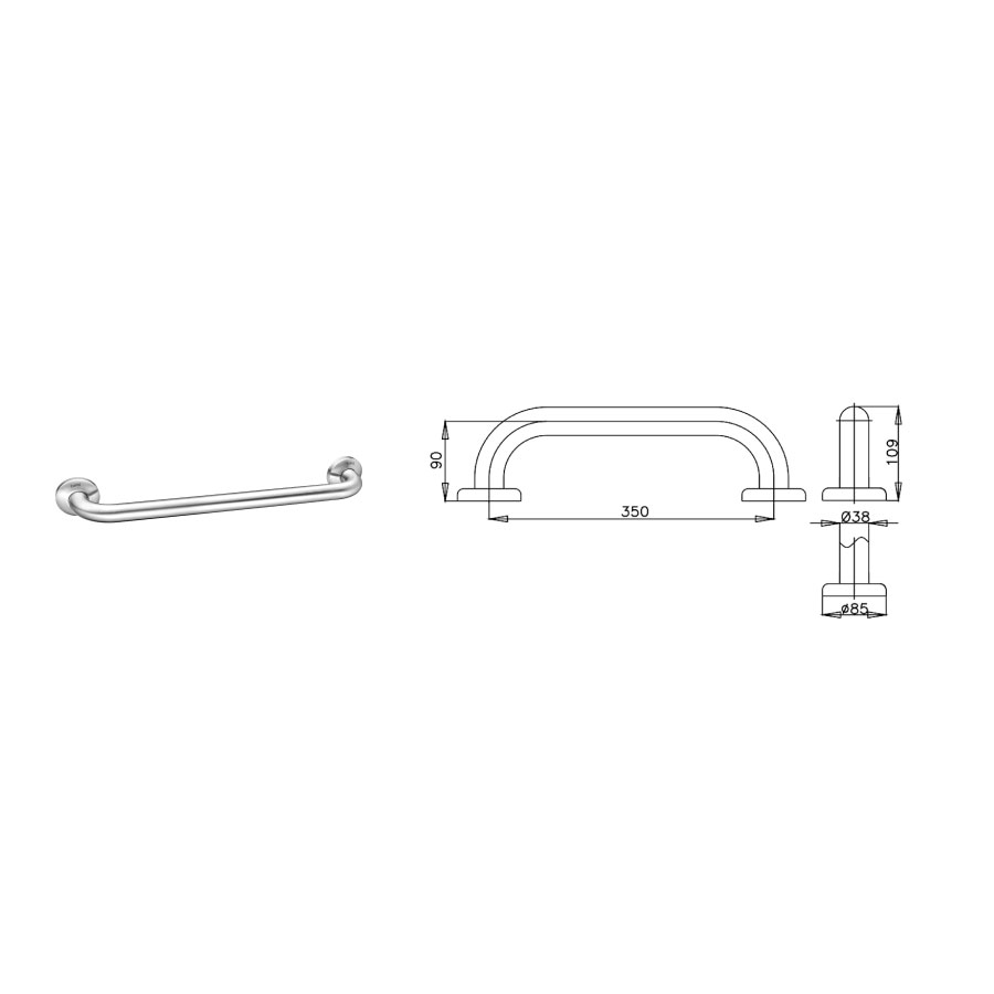 Thanh tay vịn thẳng COTTO CT790(35CM)(HM) Handrail