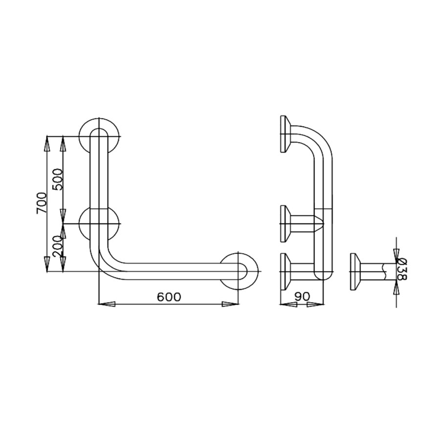 Thanh tay vịn COTTO CT791L Handrail hình chữ L vách tường bên phải