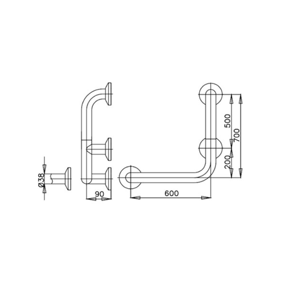Thanh tay vịn COTTO CT791R Handrail hình chữ L vách tường bên trái