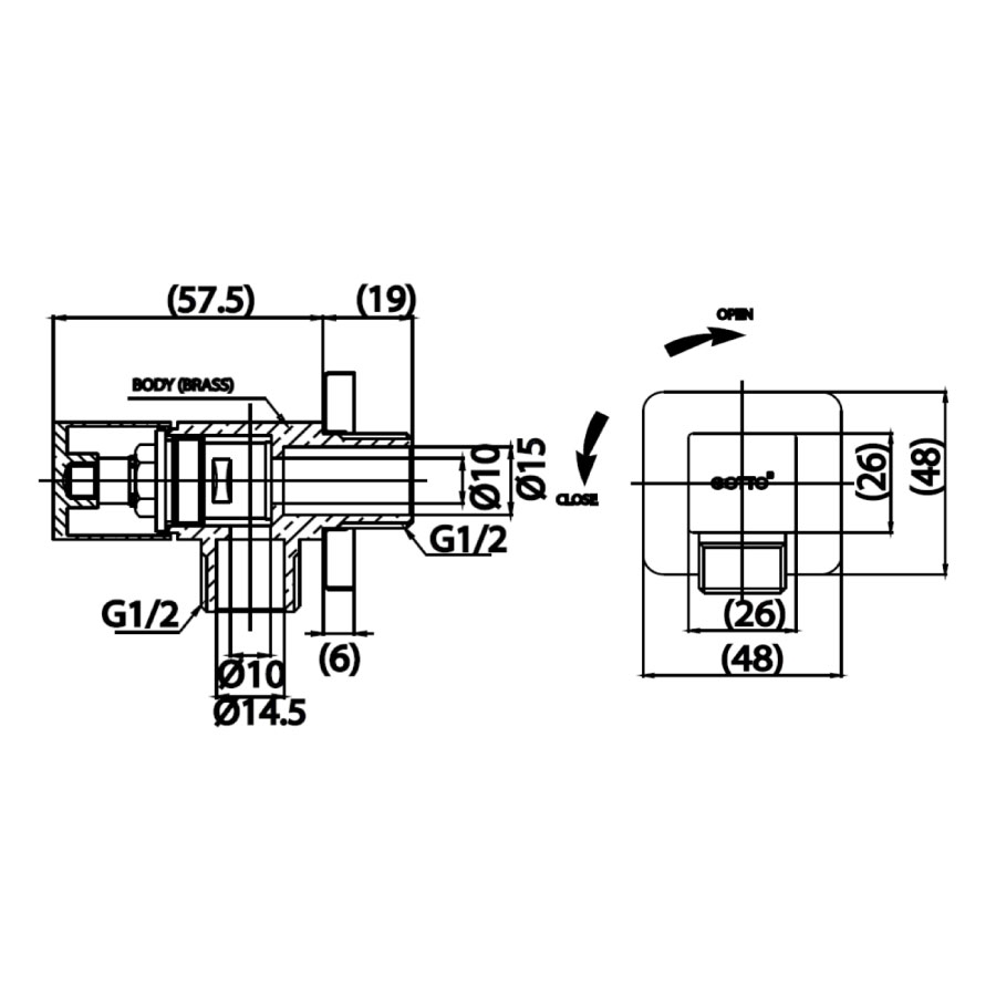 Cút nối dây sen kèm van khoá COTTO CT1700(HM) 1 in 1 out