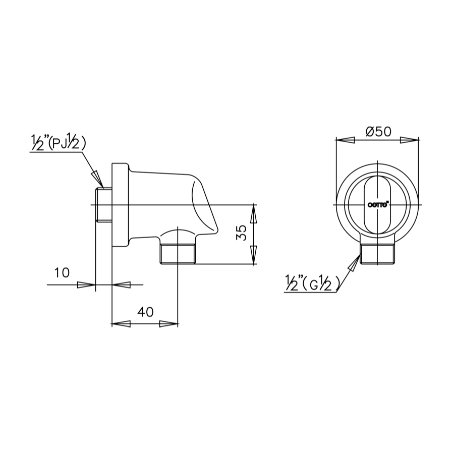 Cút nối dây sen COTTO CT600