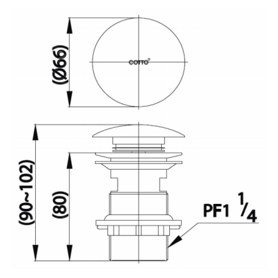 Bộ xả nhấn COTTO CT665N(HM) không lỗ xả tràn