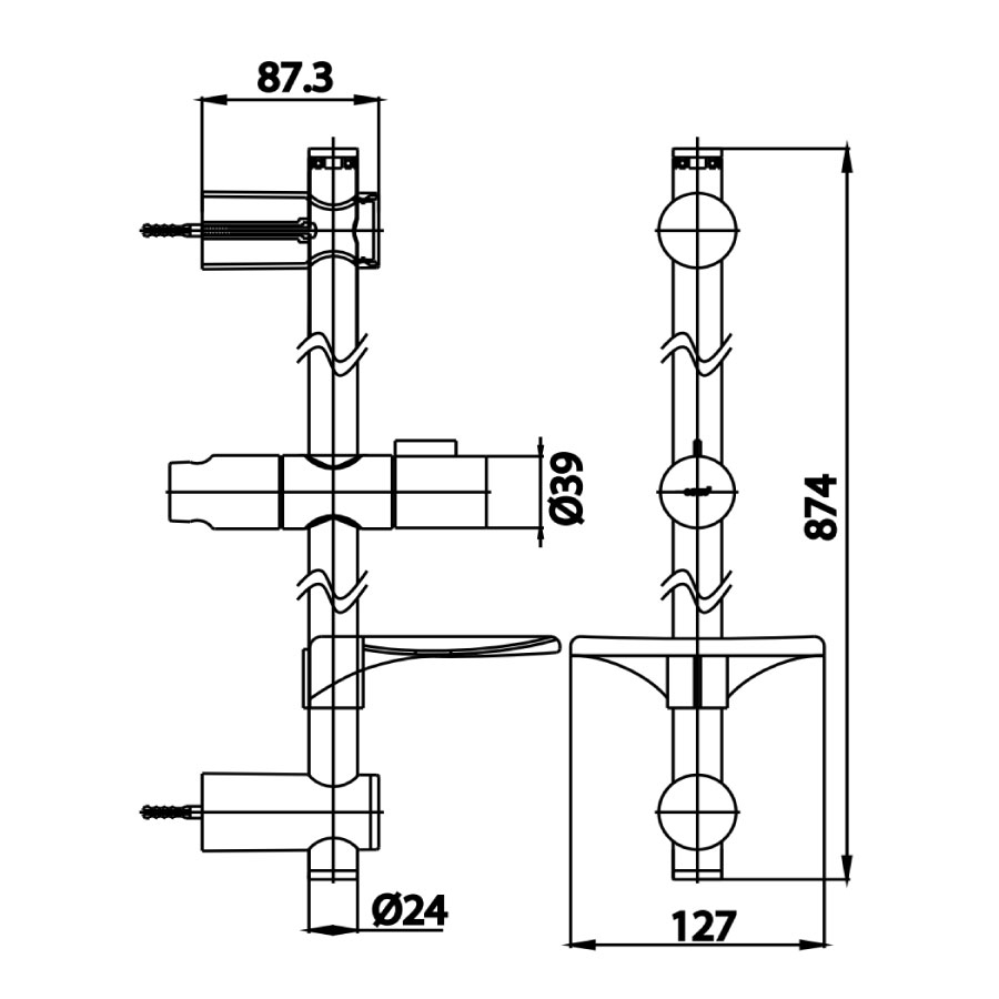 Thanh trượt sen tắm COTTO CT708 Slide Bar
