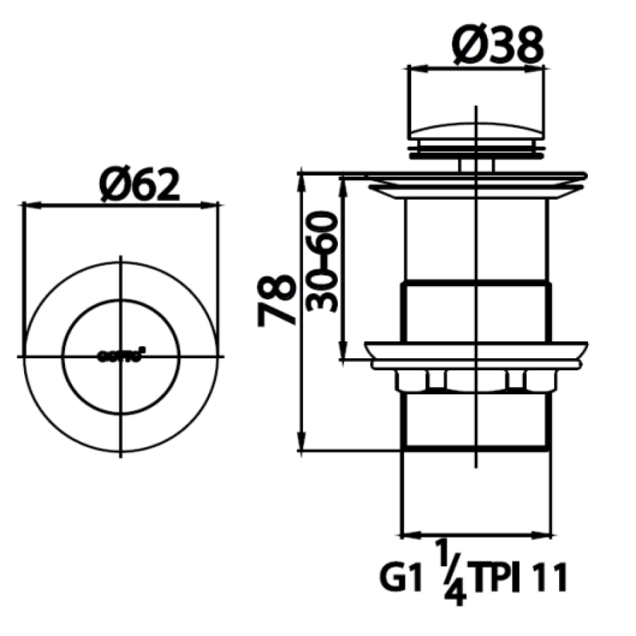 Bộ xả nhấn COTTO CT6702N(HM) lavabo không lỗ xả tràn