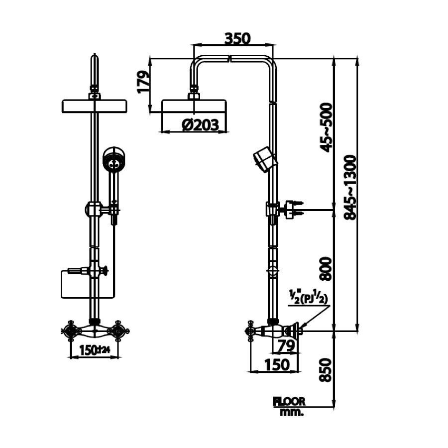 Bộ sen cây COTTO CT275C18WS nóng lạnh bát tròn Classic