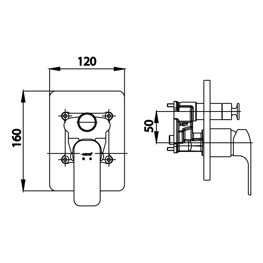 Van điều chỉnh âm tường nóng lạnh COTTO CT2145A