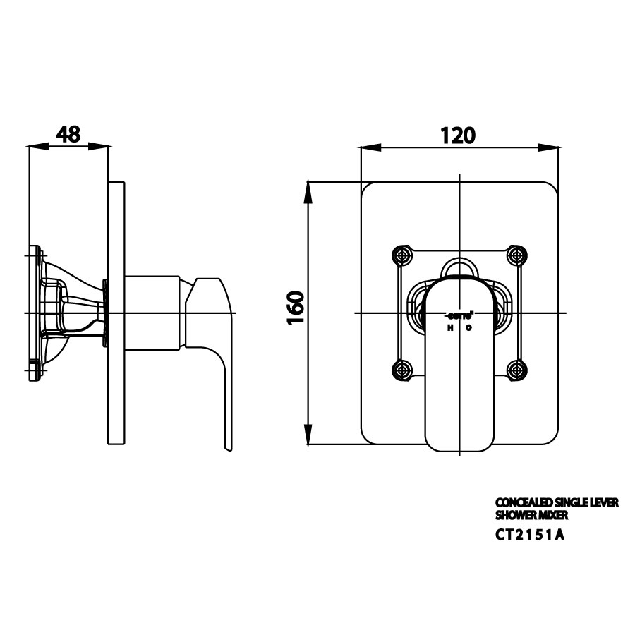 Van điều chỉnh âm tường COTTO CT2151A nóng lạnh 1 đường nước Scirocco Sense