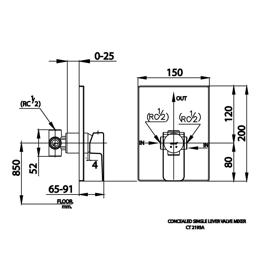 Van điều chỉnh âm tường COTTO CT2193A nóng lạnh 1 đường nước Sonata