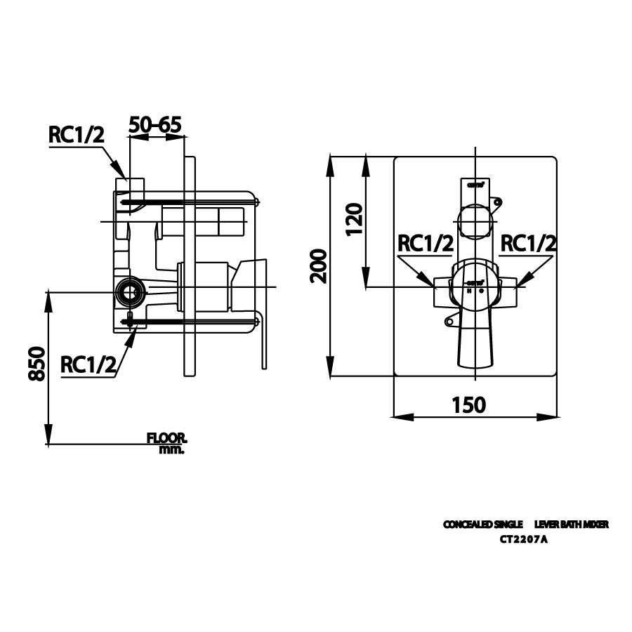 Van điều chỉnh âm tường COTTO CT2207A nóng lạnh kèm van dừng 2 đường nước Cubic
