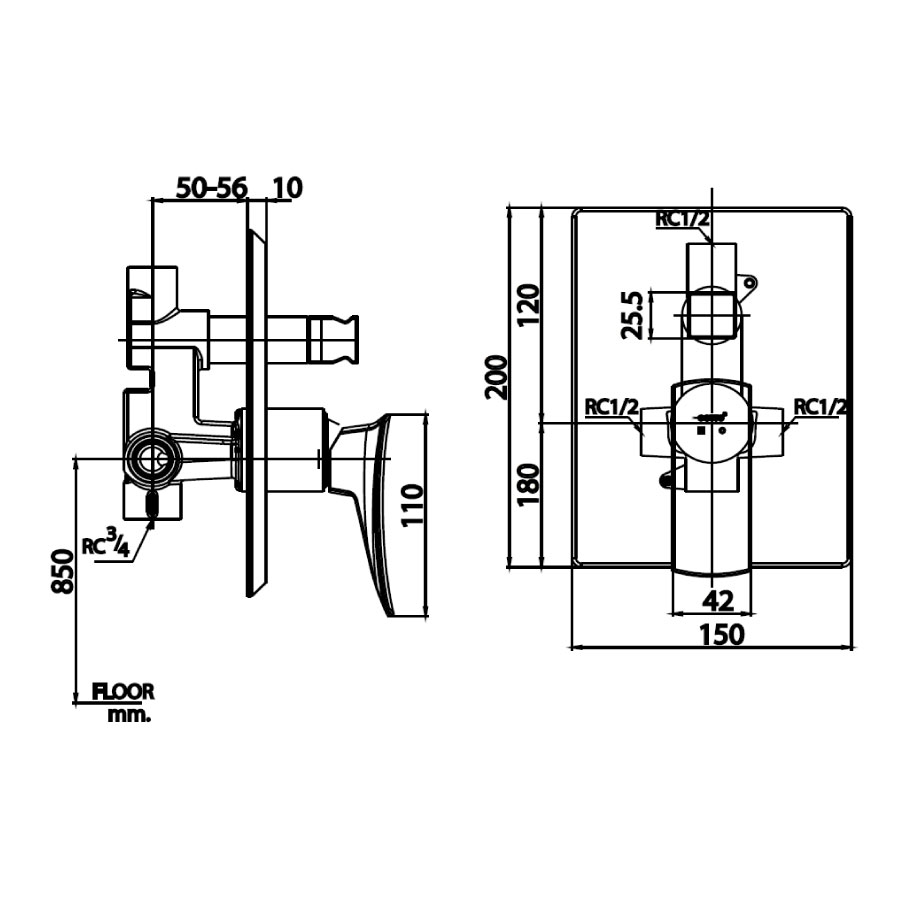 Van điều chỉnh âm tường nóng lạnh COTTO CT2255A