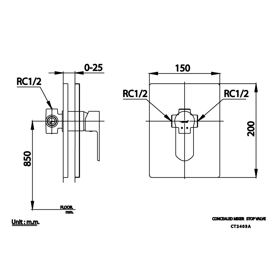 Van điều chỉnh âm tường COTTO CT2403A nóng lạnh 1 đường nước Waltz