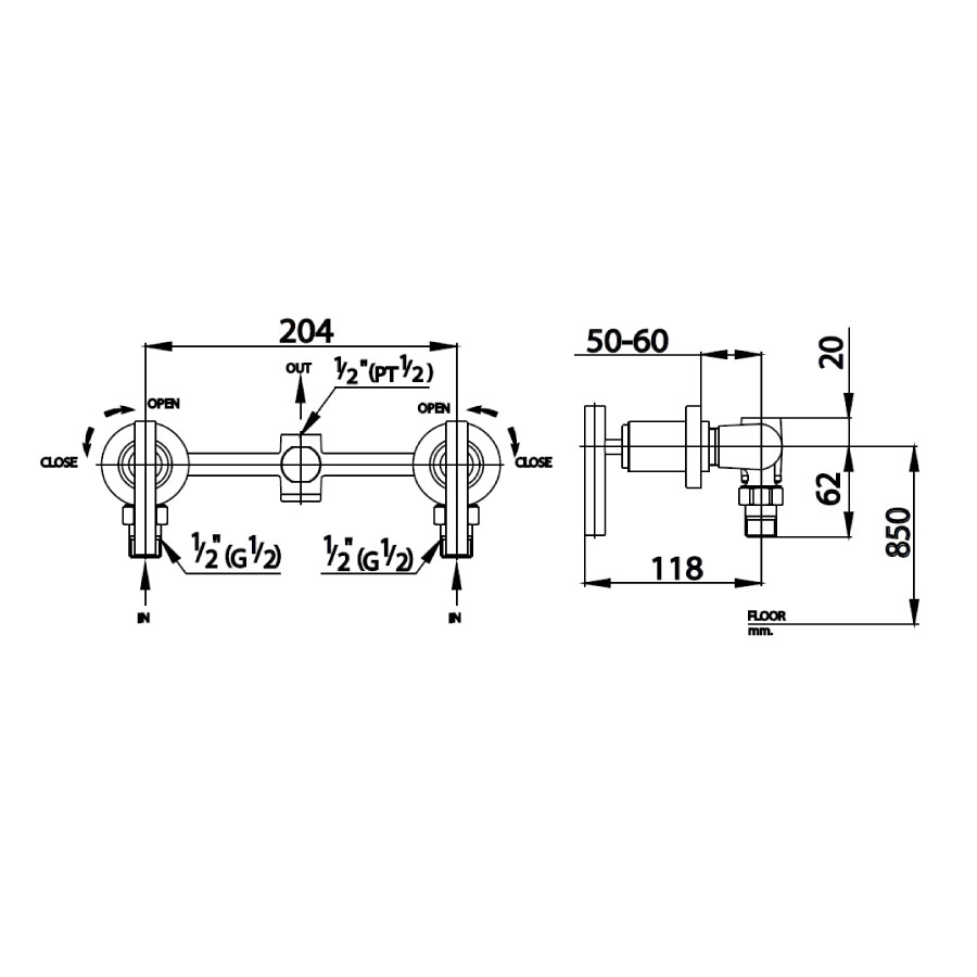Van điều chỉnh âm tường COTTO CT254C20 nóng lạnh 1 đường nước Cross