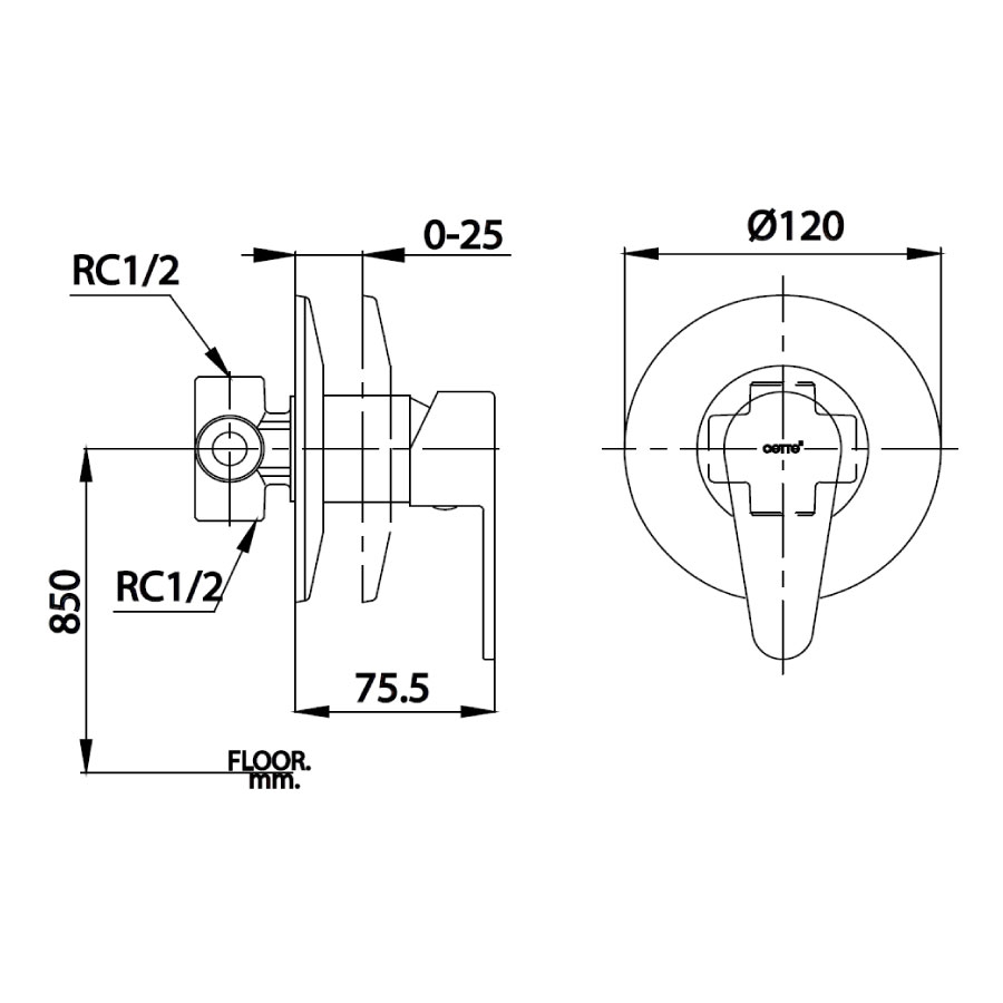 Van điều chỉnh âm tường COTTO CT3004AE lạnh 1 đường nước Next I