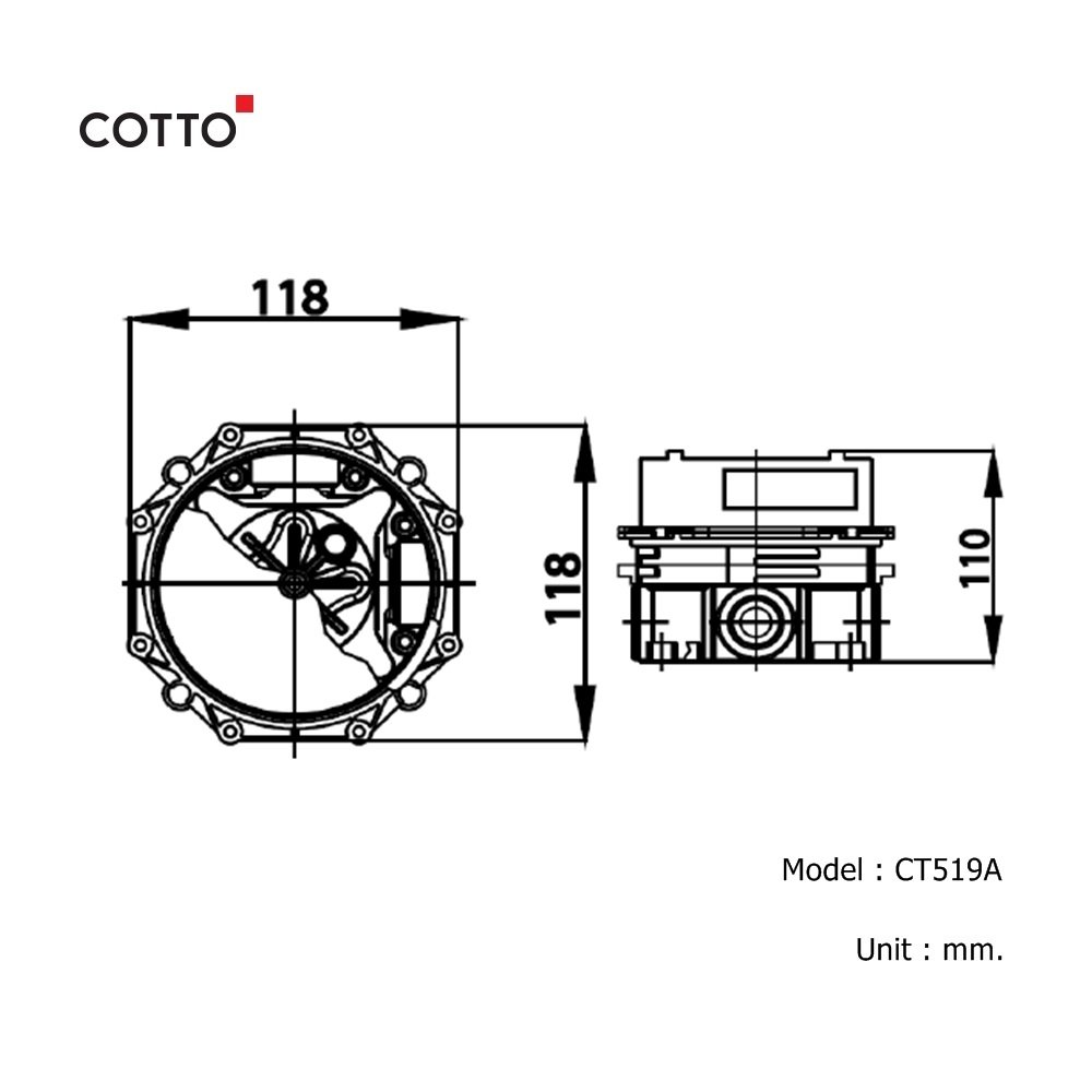 Bản vẽ kỹ thuật cút nối gắn tường COTTO CT519A