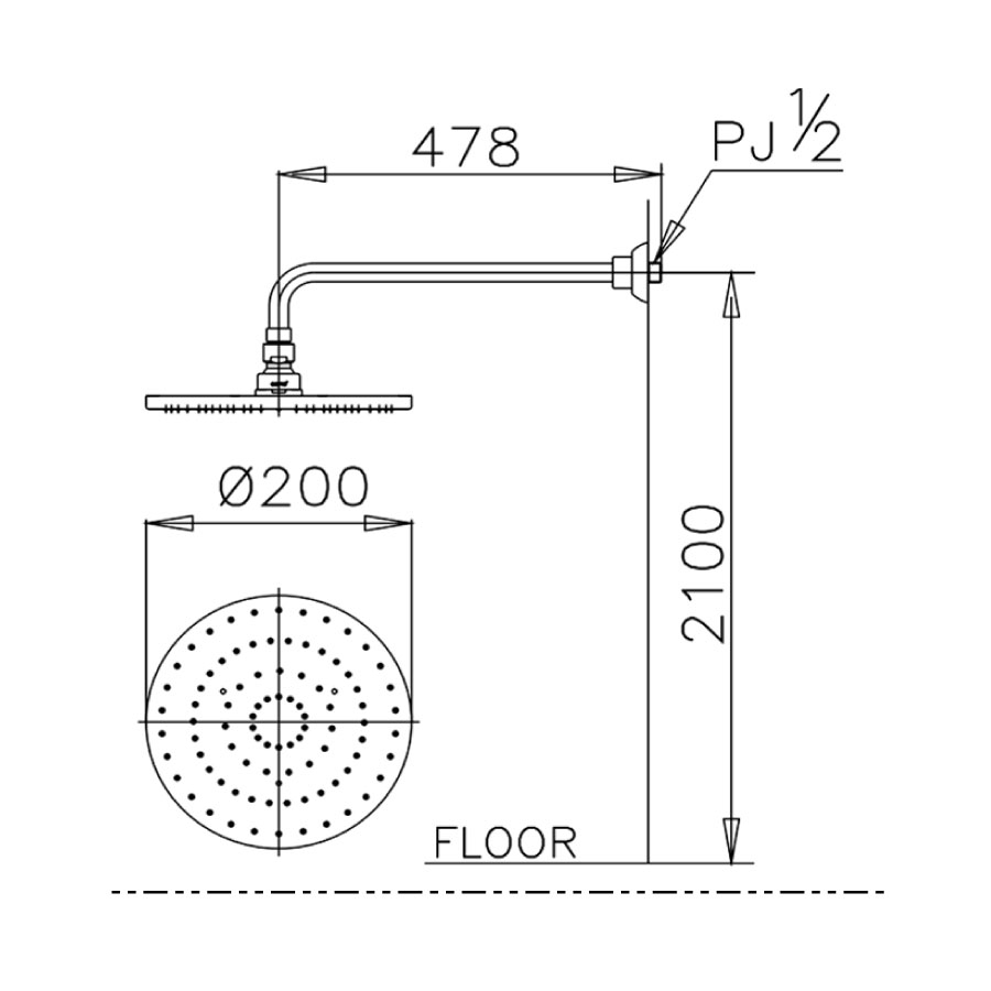 Bát sen mưa COTTO Z04 gắn tường