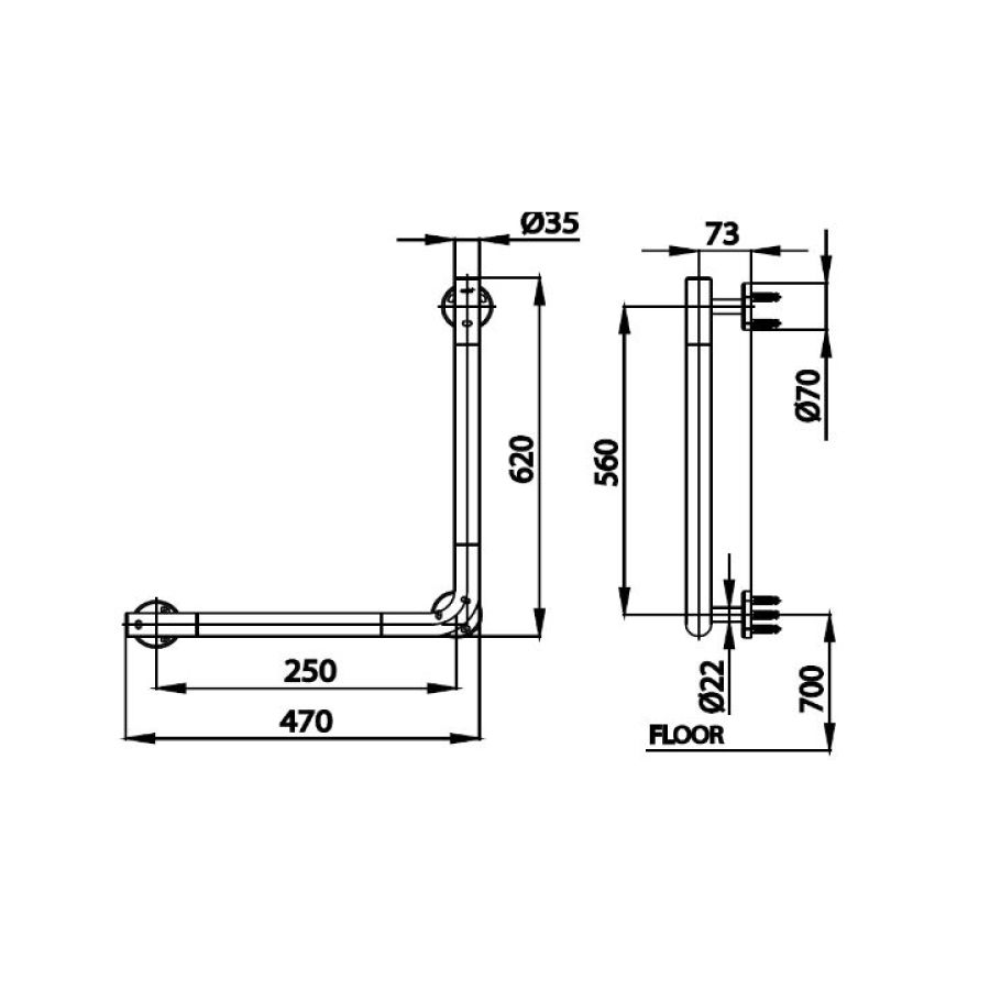 Thanh tay vịn COTTO CT0162 Natura hình chữ V