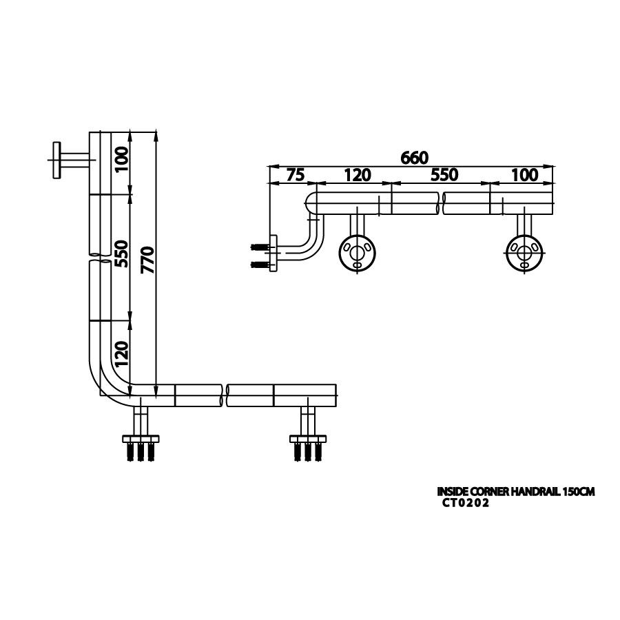 Thanh tay vịn COTTO CT0202 Natura Living hình chữ V