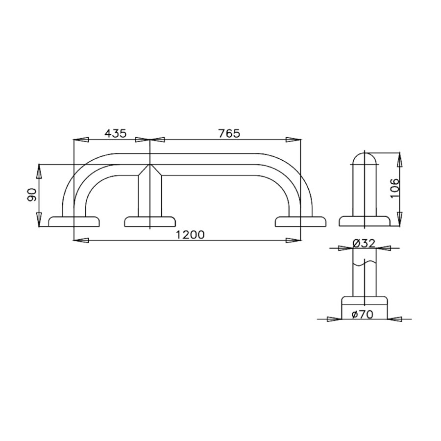 Thanh tay vịn thẳng COTTO CT750L120#SA(HM) Handrail