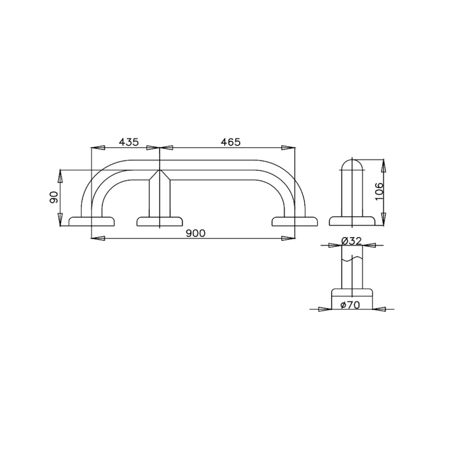 Thanh tay vịn thẳng COTTO CT750L90#SA(HM) Handrail