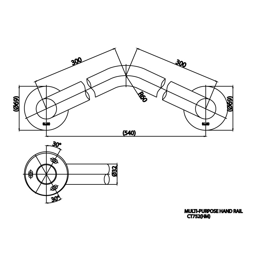 Thanh tay vịn COTTO CT752(HM) Handrail hình chữ V