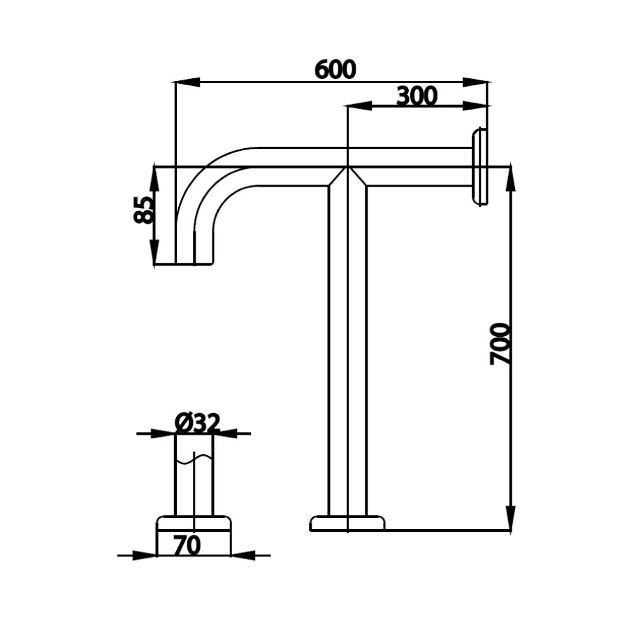 Thanh tay vịn COTTO CT753(HM) Handrail hình chữ T