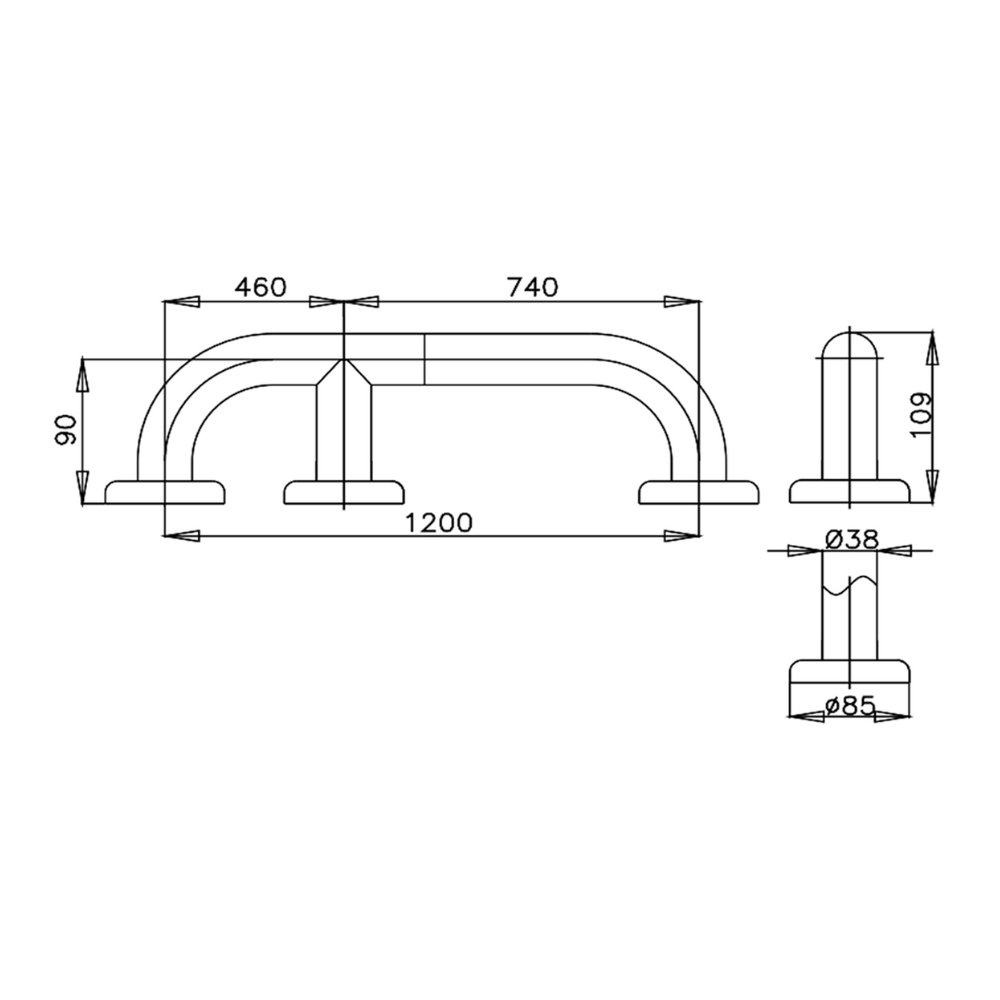 Thanh tay vịn thẳng COTTO CT790(120CM) Handrail