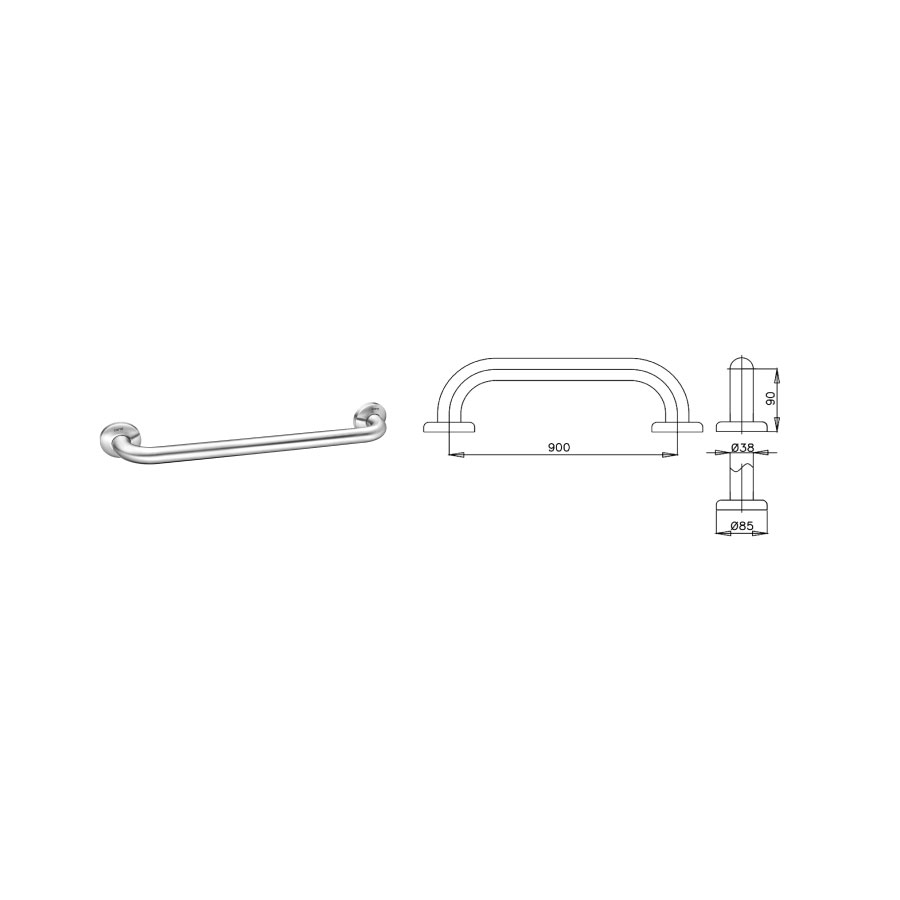 Thanh tay vịn thẳng COTTO CT790(90CM) Handrail