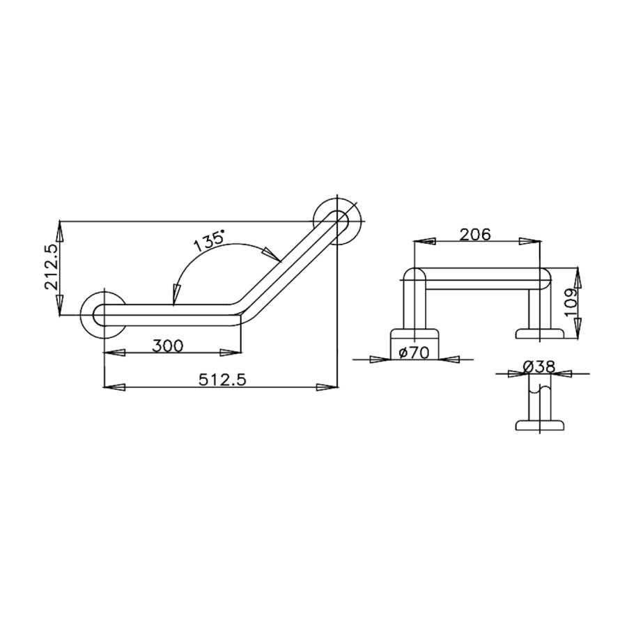 Thanh tay vịn COTTO CT798(30x30CM) Handrail hình chữ V