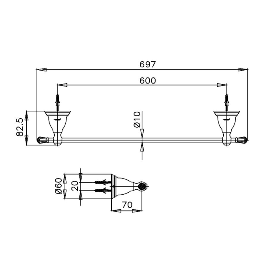 Thanh treo khăn COTTO CT042ST(HM) Classic Crystal