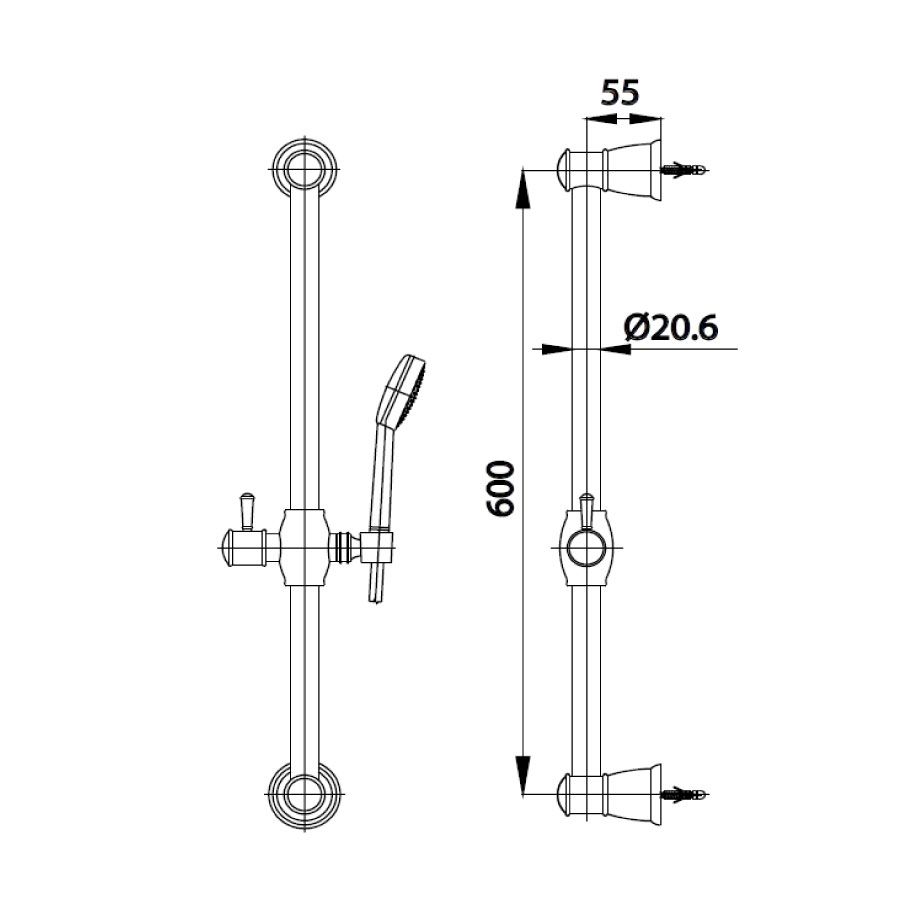 Thanh trượt sen tắm COTTO CT0132 Slide Bar