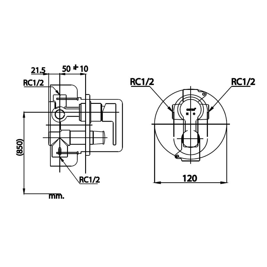 Van điều chỉnh âm tường nóng lạnh kèm van dừng 2 đường nước Alto COTTO CT2152AV